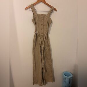 Oat New York Olive Twill Jumpsuit – XS – Adjustable Straps & Side Slits